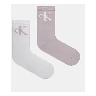 Ponožky Calvin Klein Jeans 2-pack dámské, fialová barva, 701228811