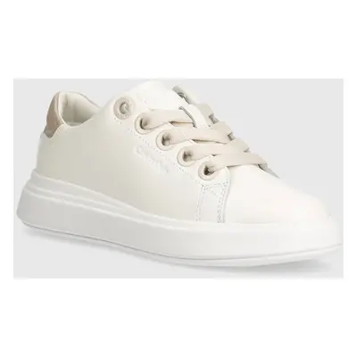 Kožené sneakers boty Calvin Klein CUPSOLE LACE UP LTH bílá barva, HW0HW02085