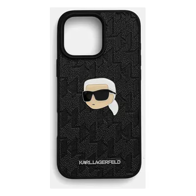 Obal na telefon Karl Lagerfeld iPhone 16 Pro Max 6.9 černá barva, KLHCP16XPGKLKIPK