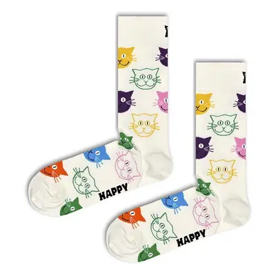 Ponožky Happy Socks 1-Pack Cat Gift Set bílá barva, SXMJA01-0100