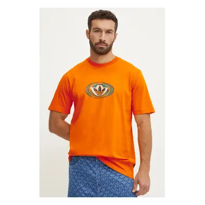 Bavlněné tričko adidas Originals oranžová barva, s potiskem, JM0480