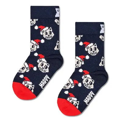 Dětské ponožky Happy Socks Kids Holiday Cat Sock tmavomodrá barva, P001690