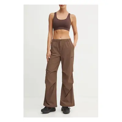 Kalhoty The North Face Woven dámské, hnědá barva, široké, high waist, NF0A89H11OI1