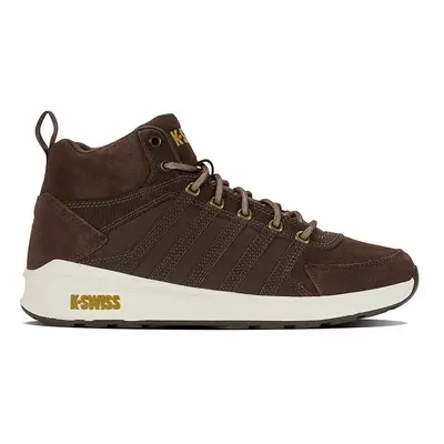 Kožené sneakers boty K-Swiss VISTA TRAINER MID WNT hnědá barva, 07145.229.M