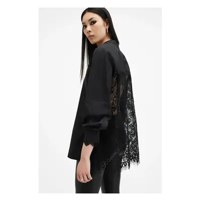 Košile AllSaints ETHEL LACE dámská, černá barva, regular, se stojáčkem, W085PB