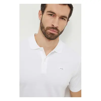 Bavlněné polo tričko Calvin Klein bílá barva, K10K111657