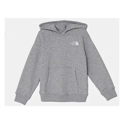 Dětská mikina The North Face ESSENTIAL OVERSIZED HOODIE šedá barva, s kapucí, melanžová, NF0A89H