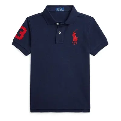 Dětská bavlněná polokošile Polo Ralph Lauren tmavomodrá barva, s aplikací, 322703635100