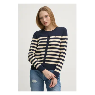 Kardigan Tommy Hilfiger dámský, tmavomodrá barva, lehký, WW0WW42370