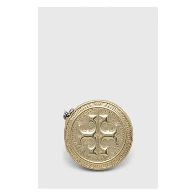 Kožená peněženka Tory Burch Fleming Soft Metallic zlatá barva, 153106.700