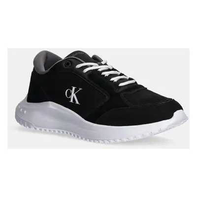 Kožené sneakers boty Calvin Klein Jeans EVA RUNNER LOW MG WMM černá barva, YM0YM01145