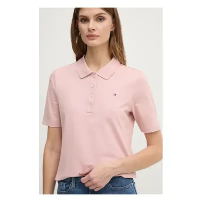 Polo tričko Tommy Hilfiger růžová barva, WW0WW43224