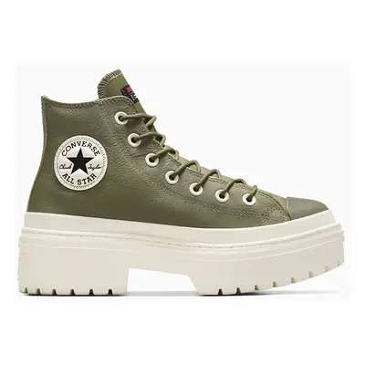 Kožené kecky Converse Chuck Taylor All Star Lugged Heel dámské, zelená barva, A11163C