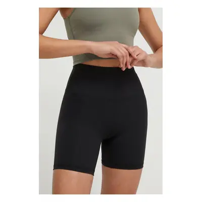 Šortky na jógu JOYINME Ribbed černá barva, high waist