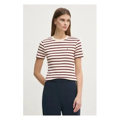 Bavlněné tričko Tommy Hilfiger béžová barva, WW0WW40587