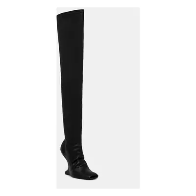 Kozačky Rick Owens Lilies CANTILEVER 11 dámské, černá barva, na klínku, LI02D5801LS