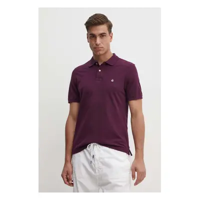 Bavlněné polo tričko United Colors of Benetton fialová barva