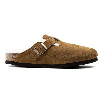 Semišové papuče Birkenstock Boston hnědá barva, 1001141