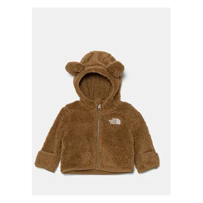 Kojenecká fleecová mikina The North Face BABCAMPSHIRE F/Z HOODIE hnědá barva, s kapucí, NF0A88VW