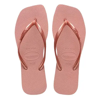 Žabky Havaianas SQUARE dámské, růžová barva, na plochém podpatku, 4148301.3544