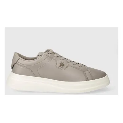 Kožené sneakers boty Tommy Hilfiger POINTY COURT SNEAKER šedá barva, FW0FW07460