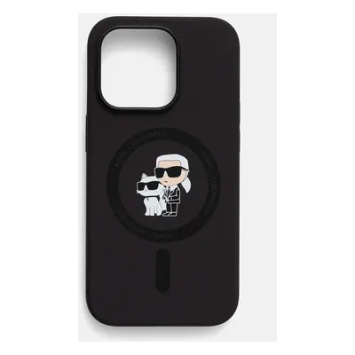 Obal na telefon Karl Lagerfeld iPhone 14 Pro 6.1 černá barva, KLHMP14LSCMKCRHK