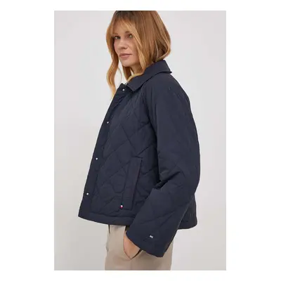 Bunda Tommy Hilfiger dámská, tmavomodrá barva, přechodná, oversize, WW0WW40468