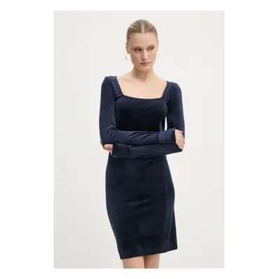 Velurové šaty G-Star Raw tmavomodrá barva, mini, D25040-D422