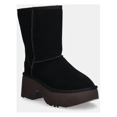 Semišové boty UGG Classic Short New Heights dámské, černá barva, na podpatku, zateplené, 1158310