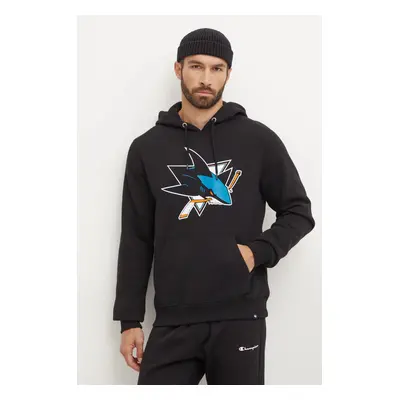 Mikina 47 brand NHL San Jose Sharks pánská, černá barva, s kapucí, s potiskem, HH022PEMIBR546611