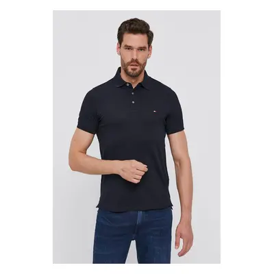 Polo tričko Tommy Hilfiger pánské, tmavomodrá barva, hladké, MW0MW17771