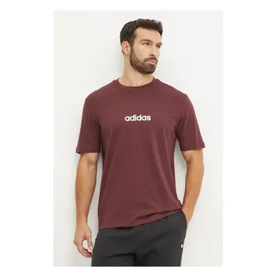 Bavlněné tričko adidas Essentials Linear červená barva, s potiskem, JE8998