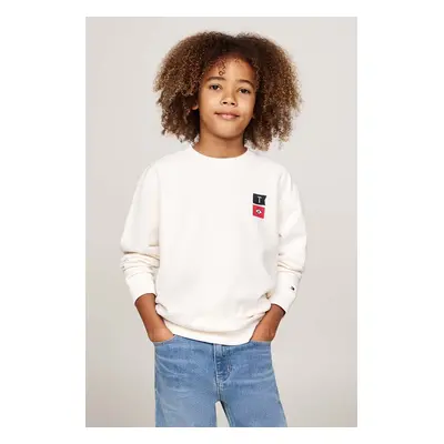 Dětská mikina Tommy Hilfiger béžová barva, s potiskem, KB0KB09191