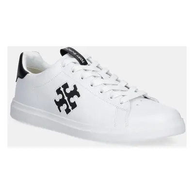 Kožené sneakers boty Tory Burch Double T Howell Court bílá barva, 149728-101