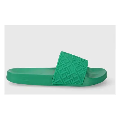 Pantofle Tommy Hilfiger TH MONOGRAM POOL SLIDE dámské, bílá barva, FW0FW06987