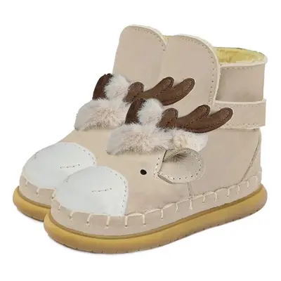 Dětské semišové zimní boty Donsje Dubu Exclusive Shoes Reindeer béžová barva, 1500505