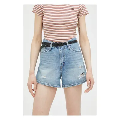 Džínové šortky Levi's dámské, hladké, high waist, A4695.0001-LightIndig