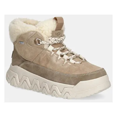 Semišové boty UGG Terretrail Cozy Lace dámské, zelená barva, na platformě, zateplené, 1158210-SA