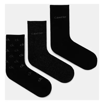 Ponožky Calvin Klein 3-pack dámské, černá barva, 701229444