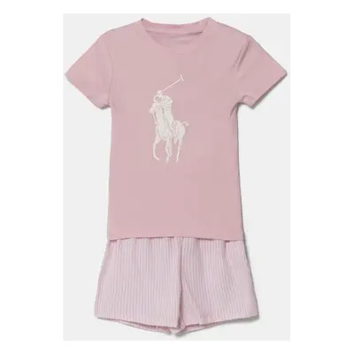 Dětské bavlněné pyžamo Polo Ralph Lauren růžová barva, s potiskem, 4P0038