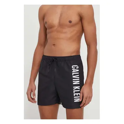 Plavkové šortky Calvin Klein černá barva, KM0KM01004