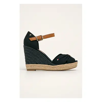 Sandály Tommy Hilfiger BASIC OPENED TOE HIGH WEDGE tmavomodrá barva, FW0FW04784