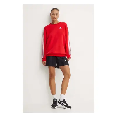 Mikina adidas Essentials dámská, červená barva, s aplikací, IY1734