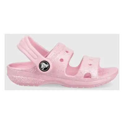 Dětské pantofle Crocs CROCS CLASSIC GLITTER SANDAL růžová barva