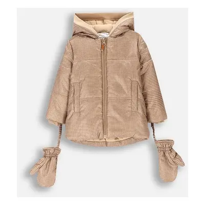 Dětská bunda Coccodrillo hnědá barva, OUTERWEAR BOY NEWBORN