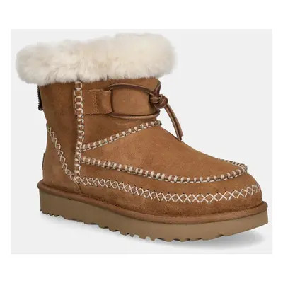 Semišové sněhule UGG Classic Mini Alpine hnědá barva, 1158251-CHE