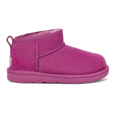 Dětské semišové sněhule UGG KIDS CLASSIC ULTRA MINI fialová barva