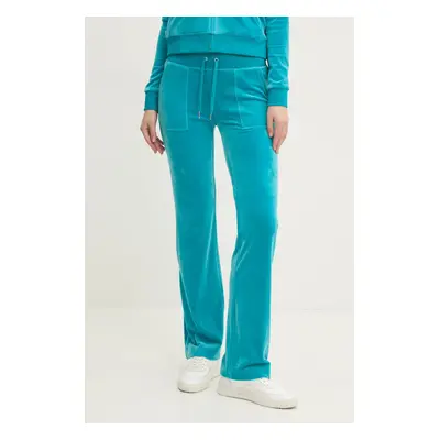 Velurové teplákové kalhoty Juicy Couture DEL RAY PANT zelená barva, JCAP180