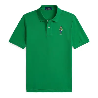 Dětská bavlněná polokošile Polo Ralph Lauren zelená barva, 323952585001