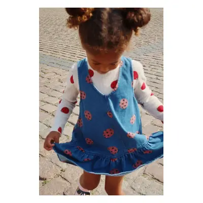 Dětské riflové šaty Konges Sløjd MAGOT LADYBUG DRESS GOTS modrá barva, mini, KS102217